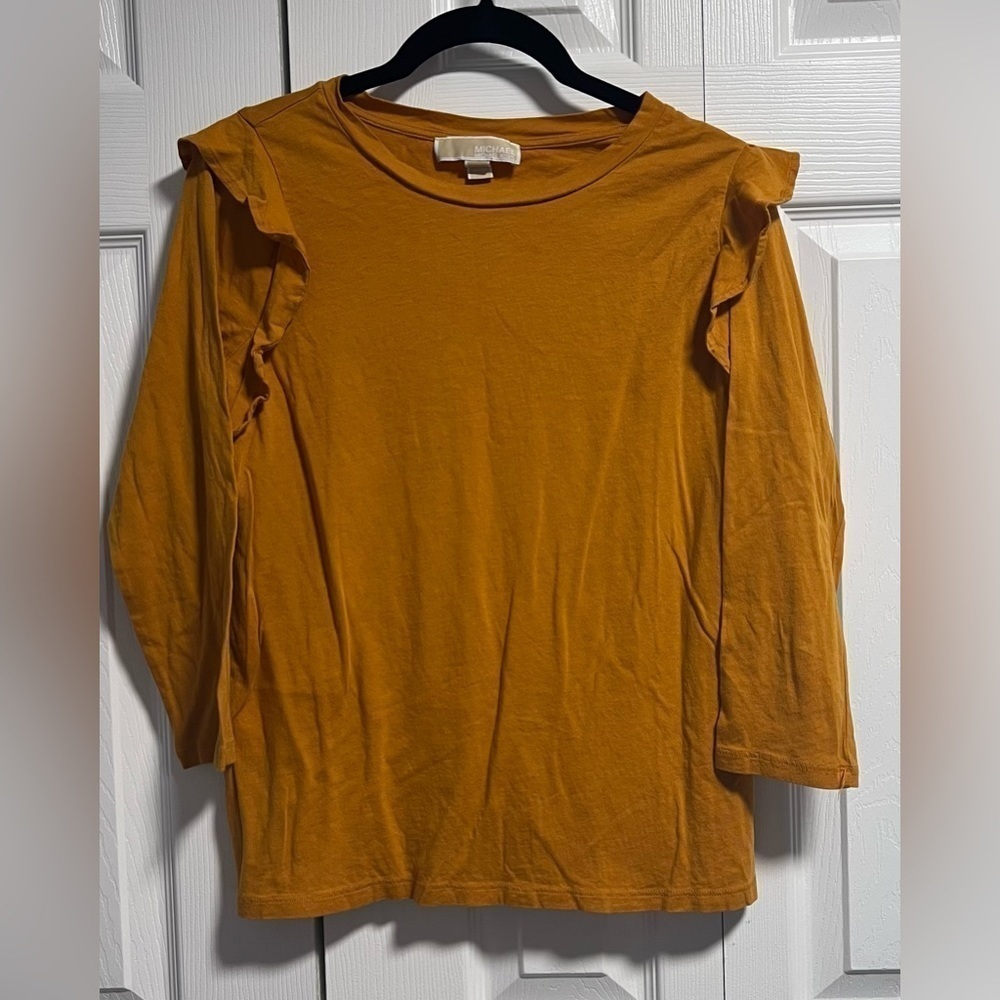 Michael Michael Kors Mustard-Yellow Top With Ruffled Shoulders
